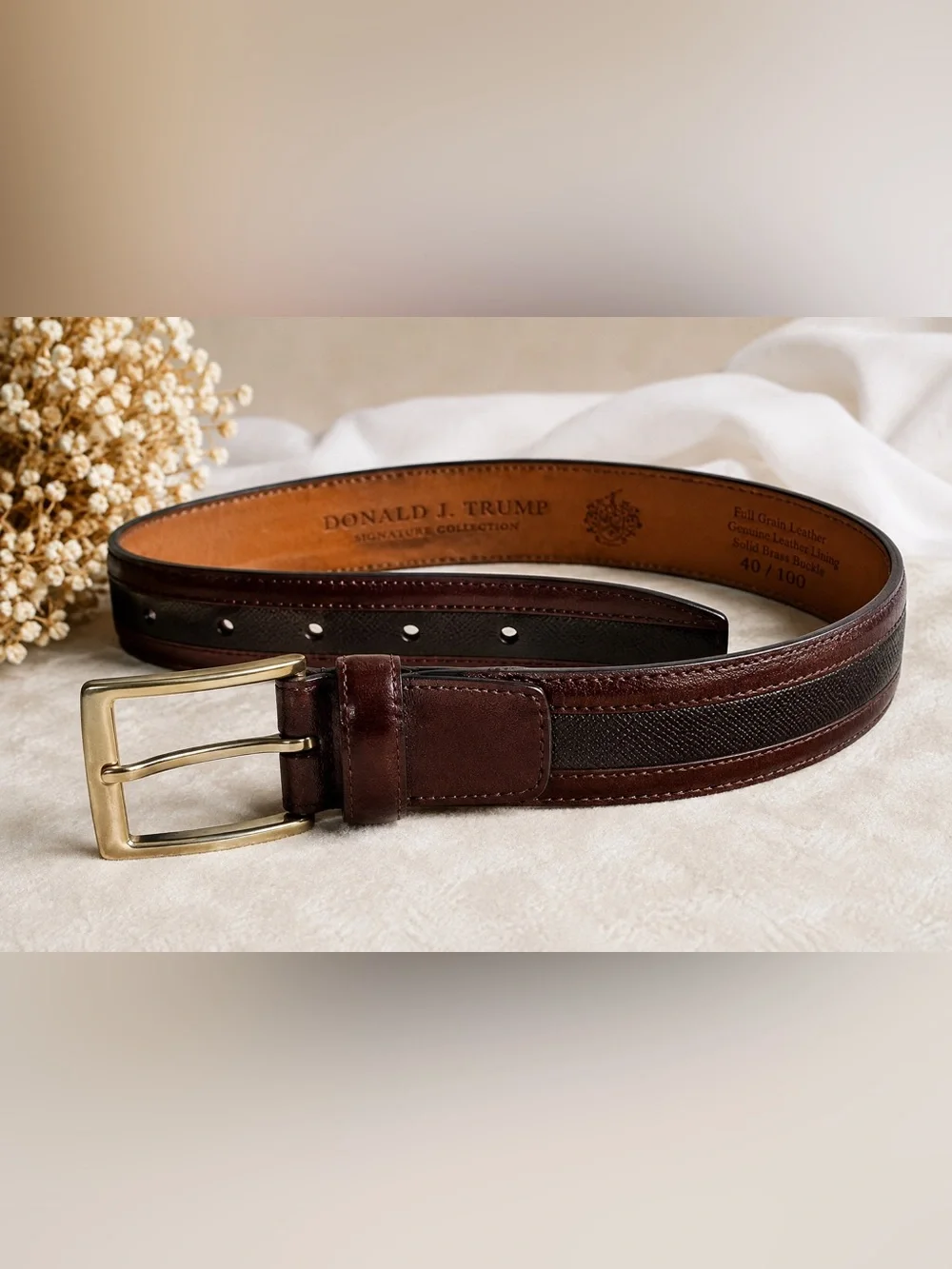 Donald J. Trump Signature Collection Brown Leather Belt – Size 40 / 100